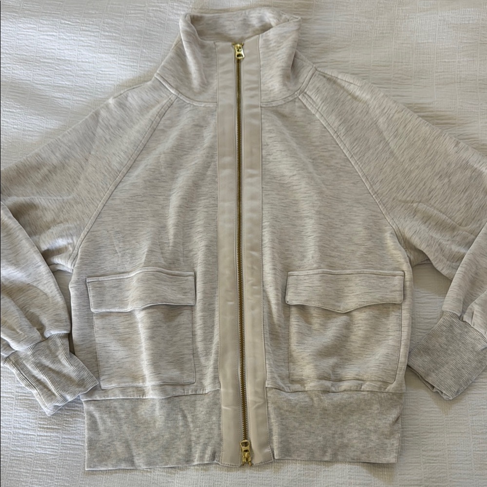 Varley Light Gray Zip-Up Jacket